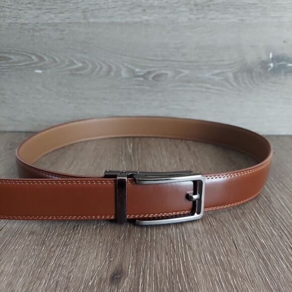Brown Double Stitch Ratchet Belt 44.5" Long - Picture 1 of 7